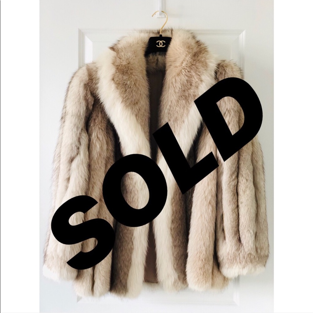Authentic Fox Fur Stunning White & Tan Coat